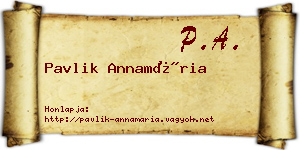 Pavlik Annamária névjegykártya